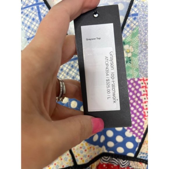 NWT Hunter Bell 3/4 Sleeves Peplum Grayson V-Neck Top Patchwork Multicolor - Picture 6 of 8